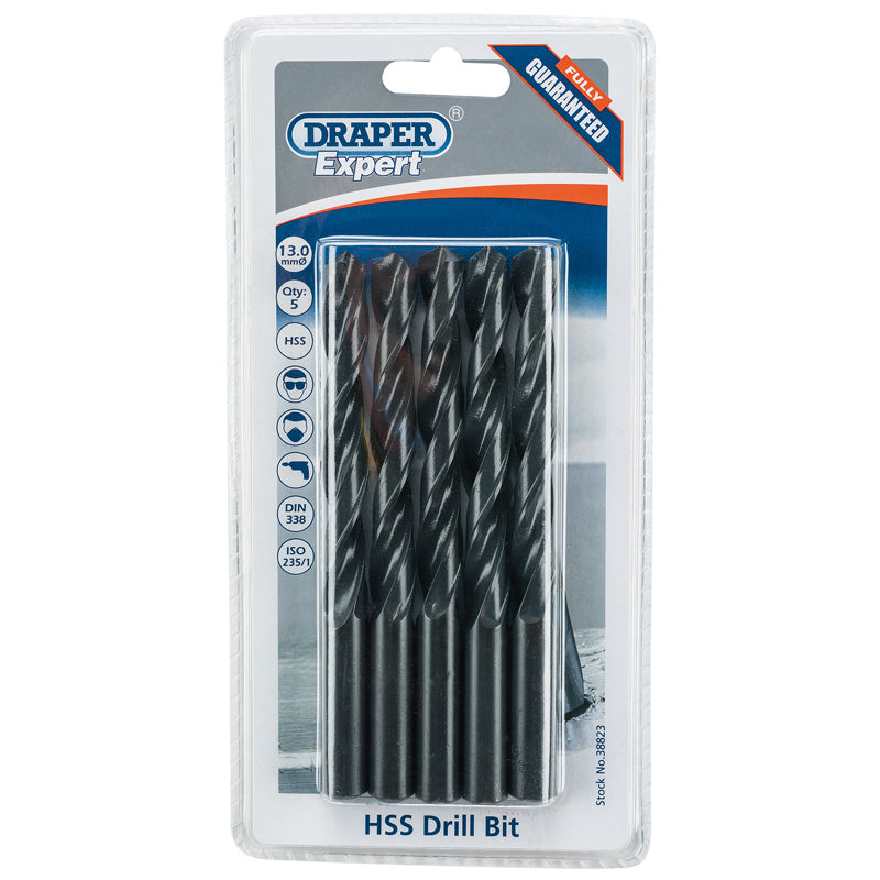 Draper HSS Drill Bit, 13.0mm (Pack of 5) DRA-38823