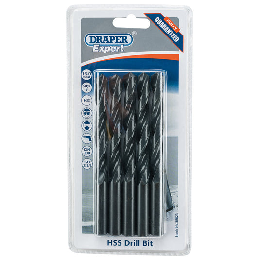 Draper HSS Drill Bit, 13.0mm (Pack of 5) DRA-38823