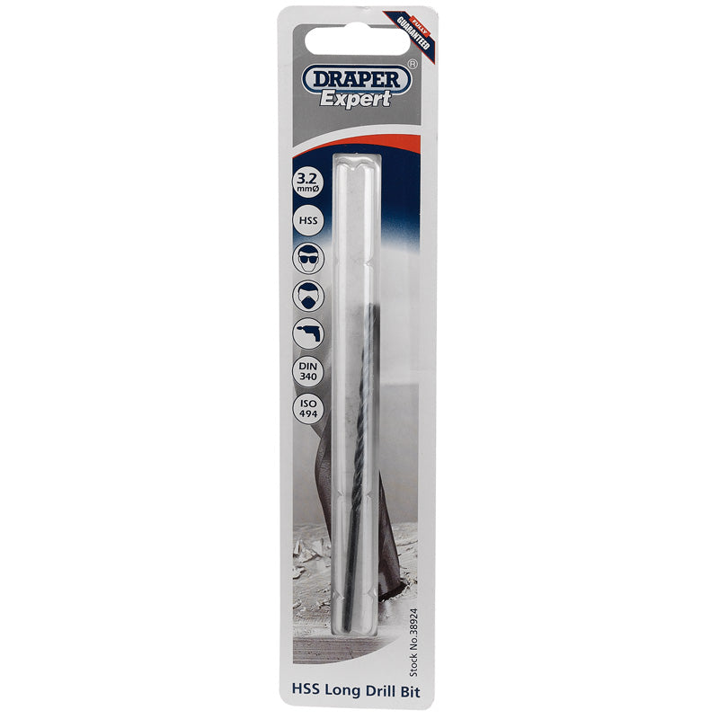Draper HSS Extra Long Drill Bit, 3.2 x 100mm DRA-38924