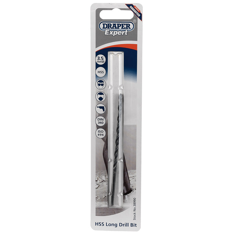 Draper HSS Extra Long Drill Bit, 3.5 x 100mm DRA-38990