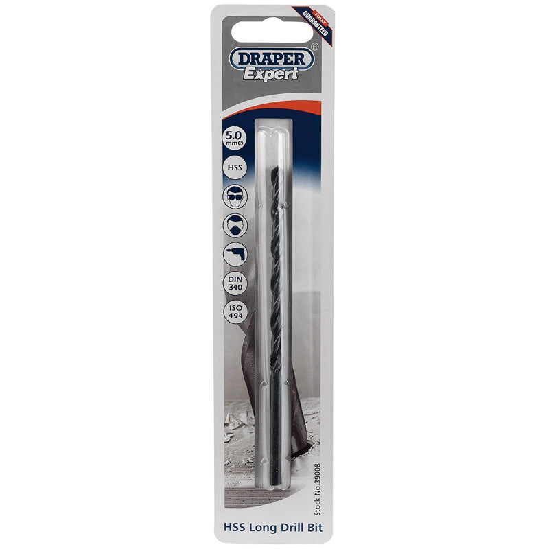 Draper HSS Extra Long Drill Bit, 5.0 x 132mm DRA-39008