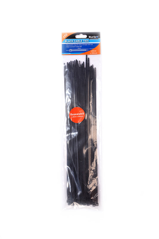 BlueSpot 50 PCE 4.8mm x 350mm Black Cable Ties 40052