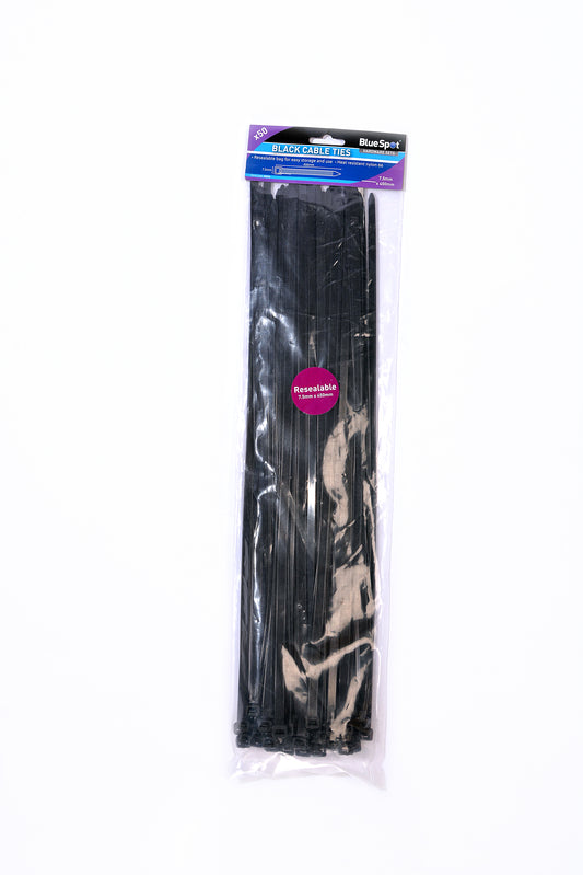 BlueSpot 50 PCE 7.5mm x 450mm Black Cable Ties 40056