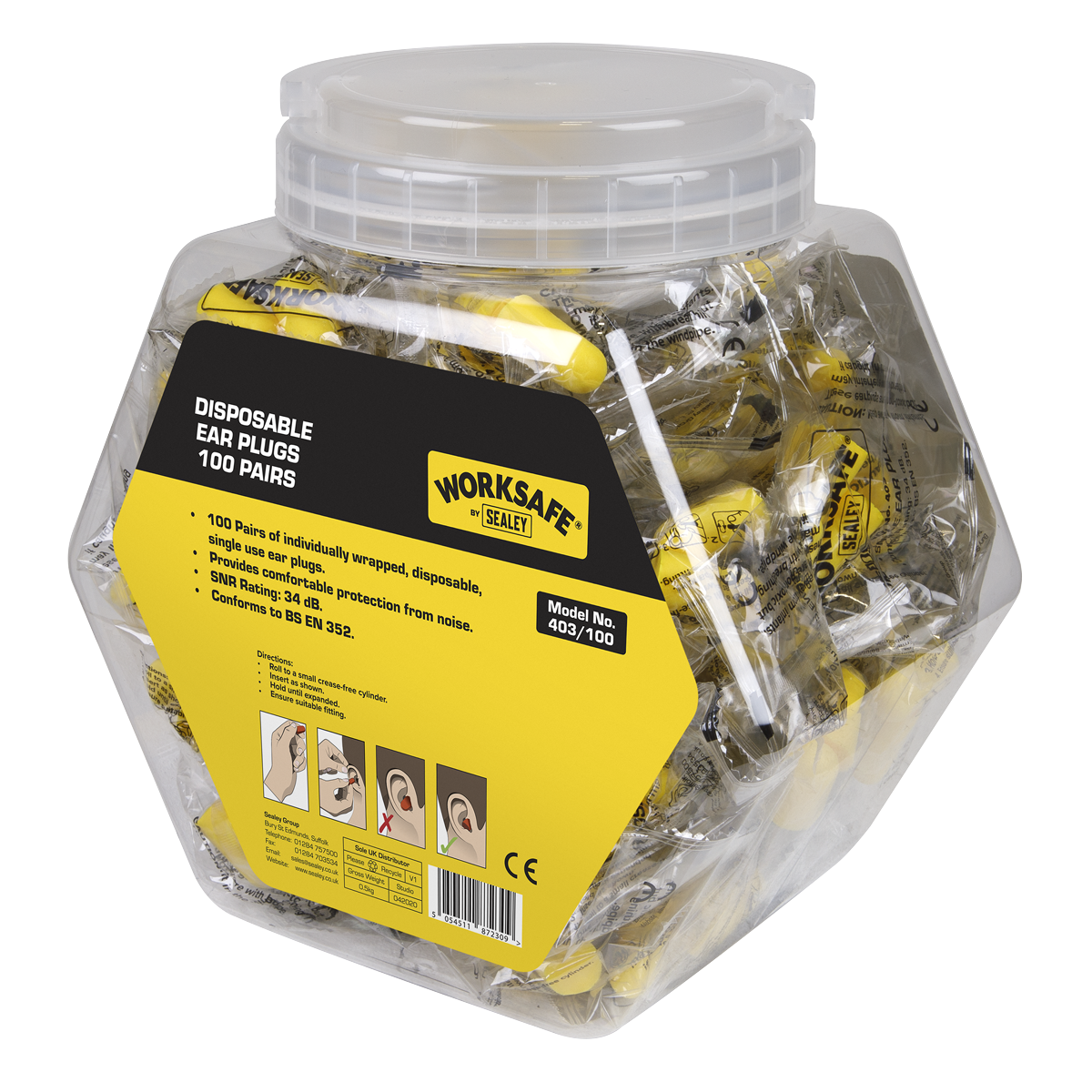Sealey Disposable Ear Plugs - 100 Pairs 403/100