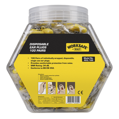 Sealey Disposable Ear Plugs - 100 Pairs 403/100