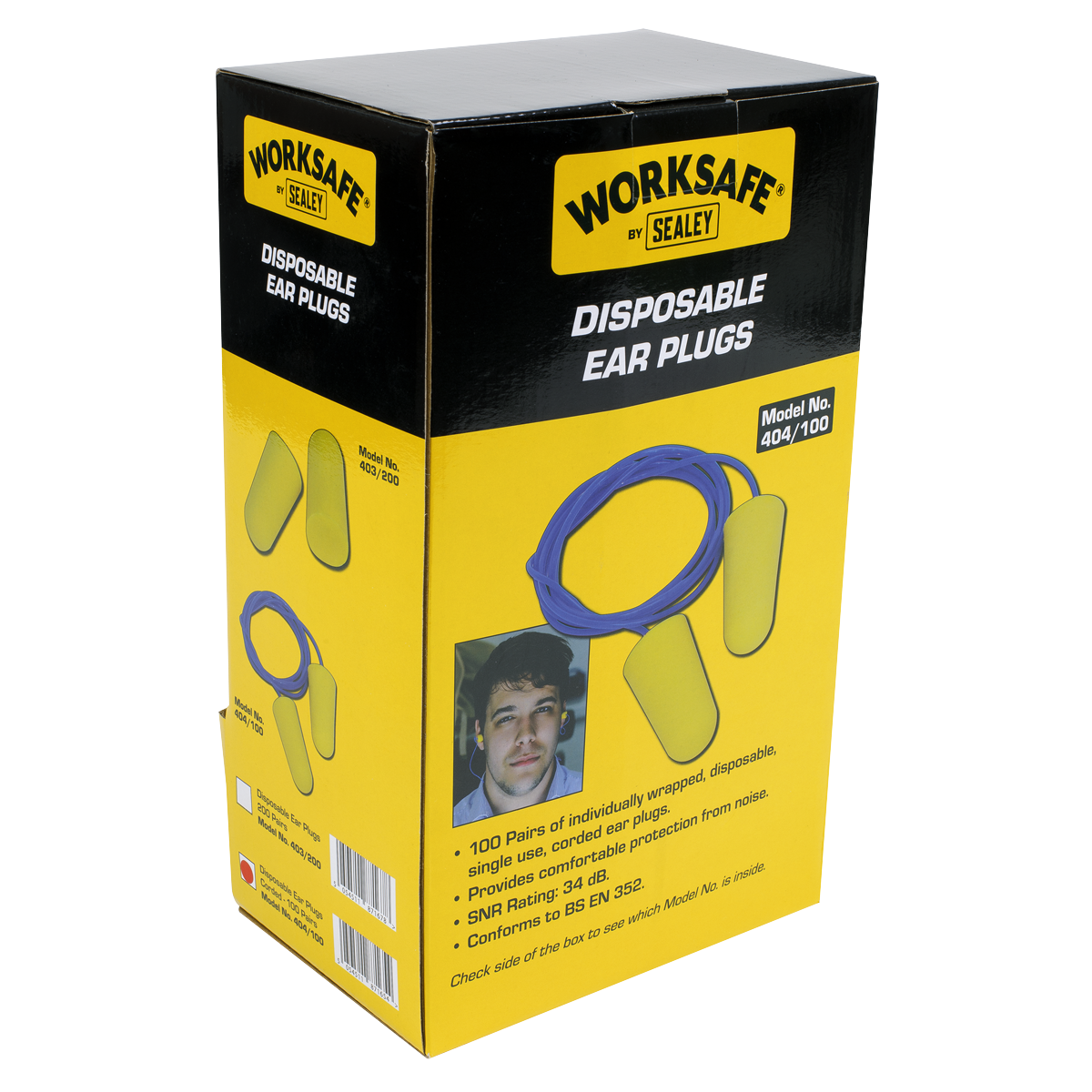 Sealey Disposable Ear Plugs Corded - Pack of 100 Pairs 404/100