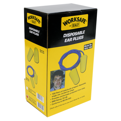 Sealey Disposable Ear Plugs Corded - Pack of 100 Pairs 404/100