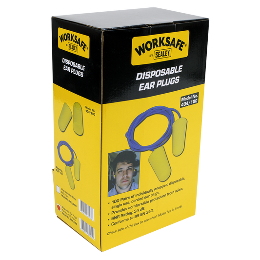 Sealey Disposable Ear Plugs Corded - Pack of 100 Pairs 404/100