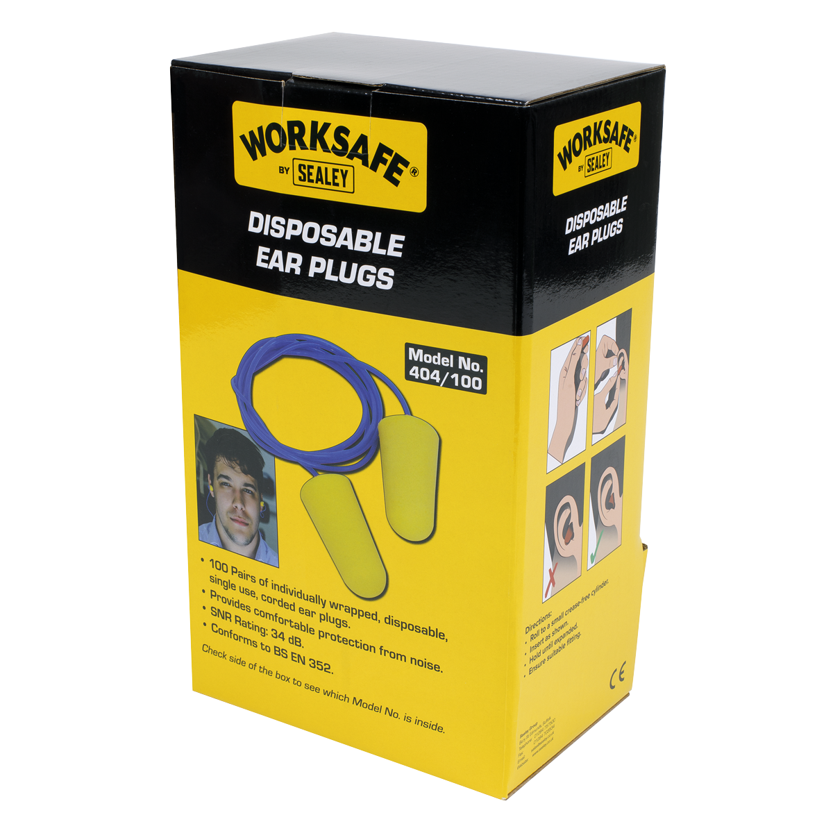 Sealey Disposable Ear Plugs Corded - Pack of 100 Pairs 404/100