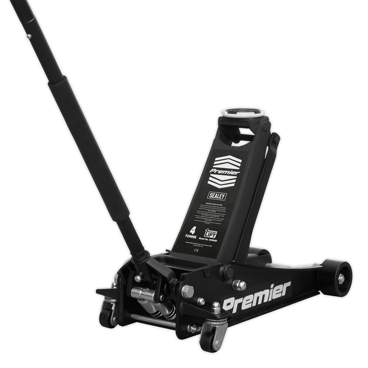 Sealey 4tonne Trolley Jack with Rocket Lift - Black 4040AB