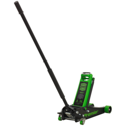Sealey 4tonne Trolley Jack with Rocket Lift - Green 4040AG