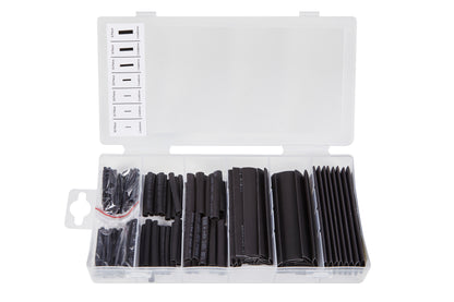 BlueSpot 127 PCE Assorted Black Heat Shrink Tubing Set 40508