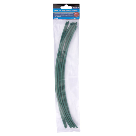 BlueSpot 10 PCE 300mm (12") 1/8" Green Heat Shrink Tubing 40510