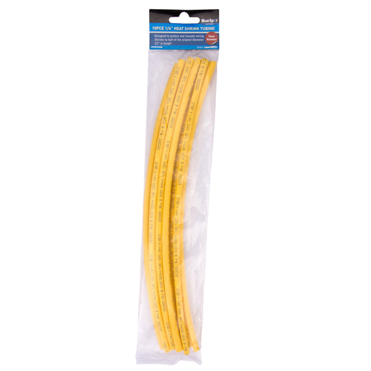 BlueSpot 10 PCE 300mm (12") 1/4" Yellow Heat Shrink Tubing 40514