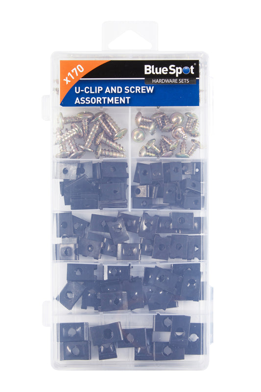 BlueSpot 170 PCE Assorted U-Clip and Screw Set 40532