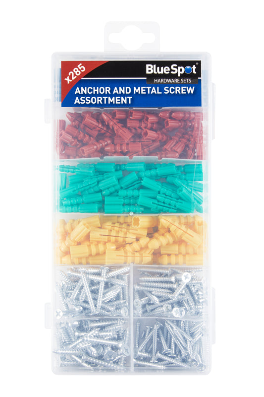 BlueSpot 285 PCE Assorted Anchor And Metal Screw Set 40542