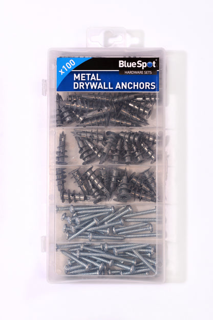 BlueSpot 100 PCE Assorted Metal Drywall Anchor And Screw Set 40572