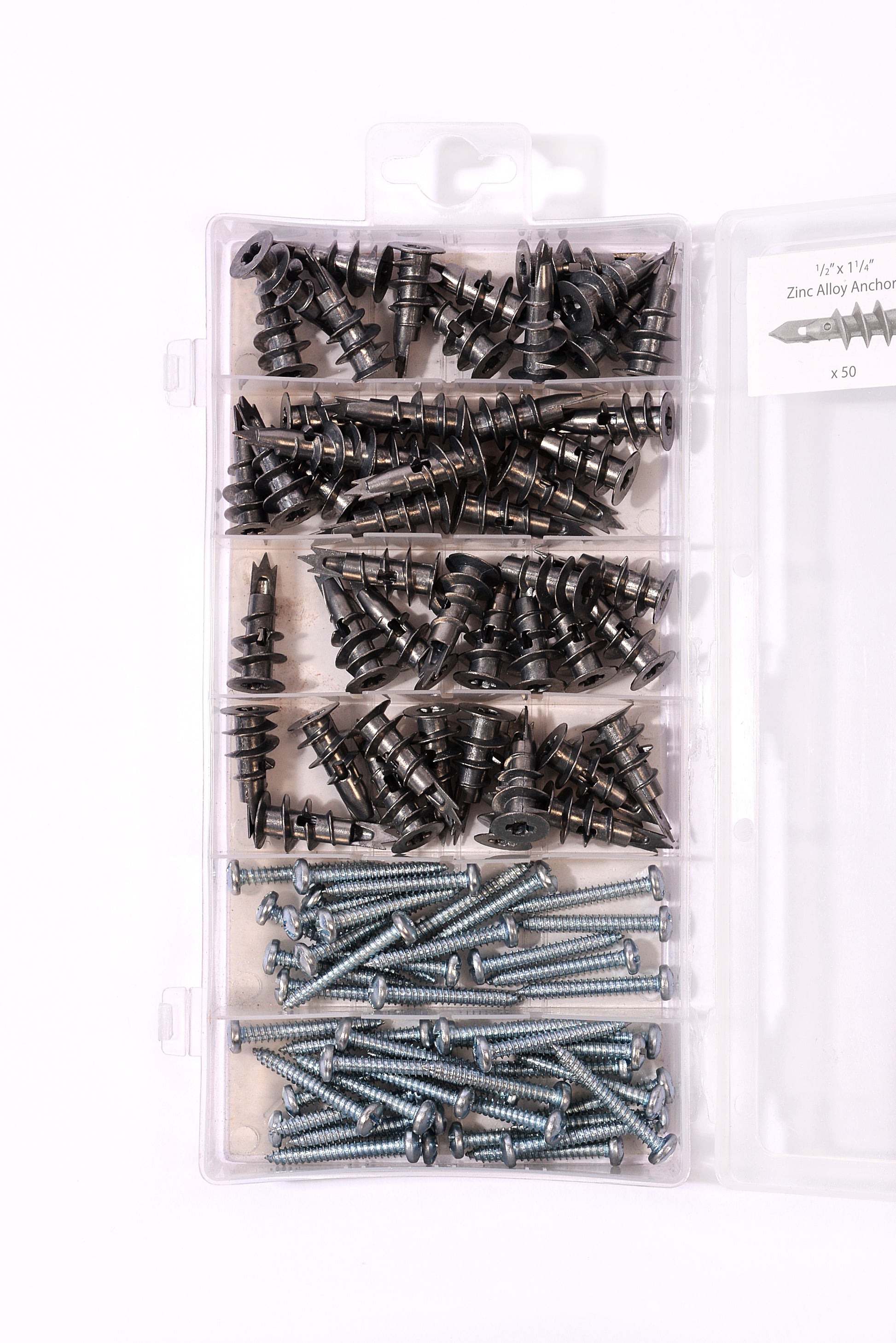 BlueSpot 100 PCE Assorted Metal Drywall Anchor And Screw Set 40572