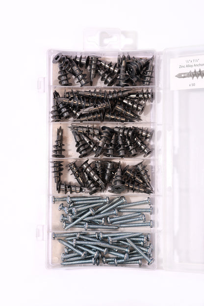 BlueSpot 100 PCE Assorted Metal Drywall Anchor And Screw Set 40572