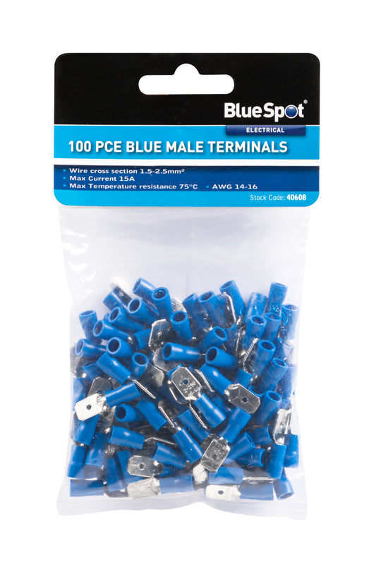 BlueSpot 100 PCE Blue Male Terminals 40608