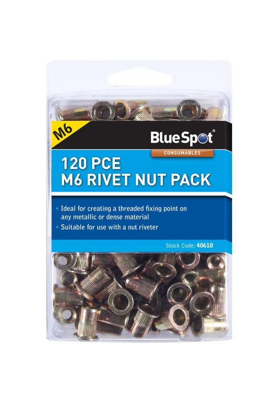 BlueSpot 120 PCE M6 Rivet Nut Pack 40610