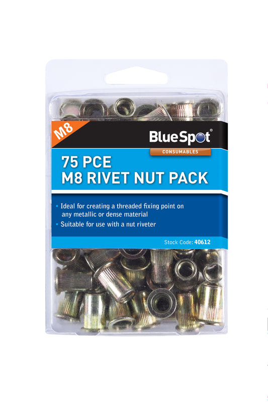 BlueSpot 75 PCE M8 Rivet Nut Pack 40612