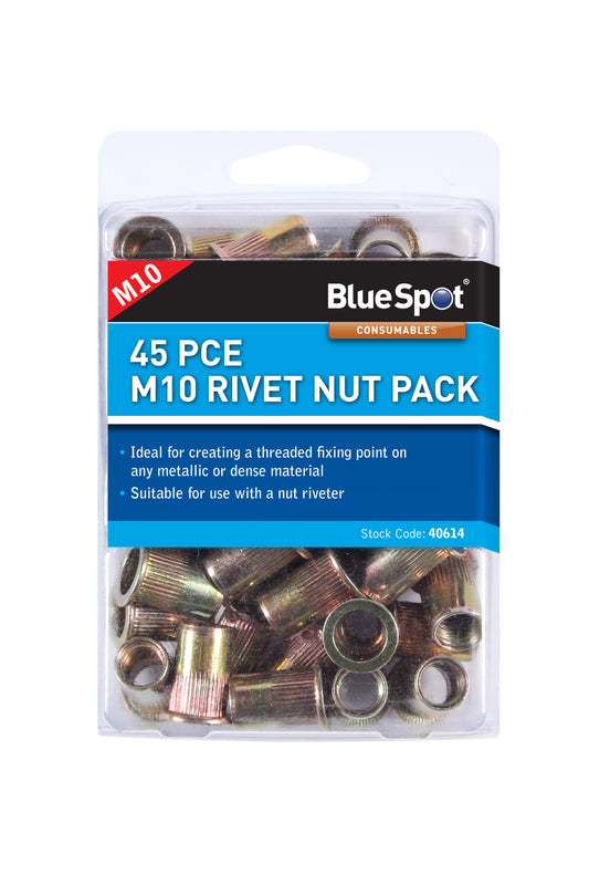 BlueSpot 45 PCE M10 Rivet Nut Pack 40614