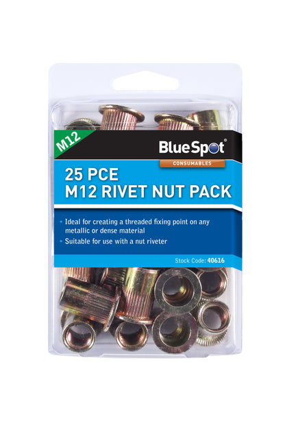 BlueSpot 25 PCE M12 Rivet Nut Pack 40616