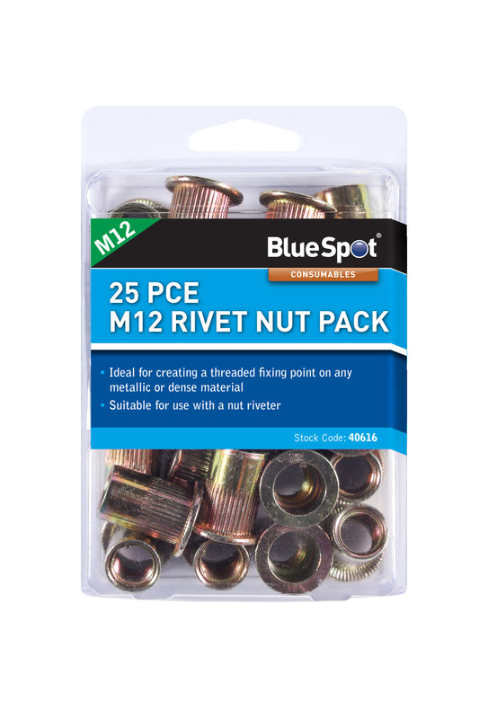 BlueSpot 25 PCE M12 Rivet Nut Pack 40616