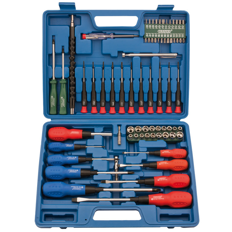 Draper Screwdriver, Socket and Bit Set, Blue (70 Piece) DRA-40850