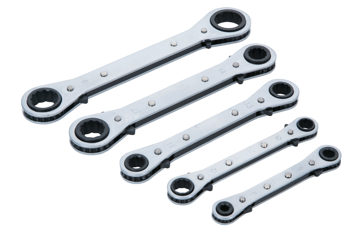 BlueSpot 5 PCE Metric Ratchet Ring Spanner Set (6-21mm) 04100