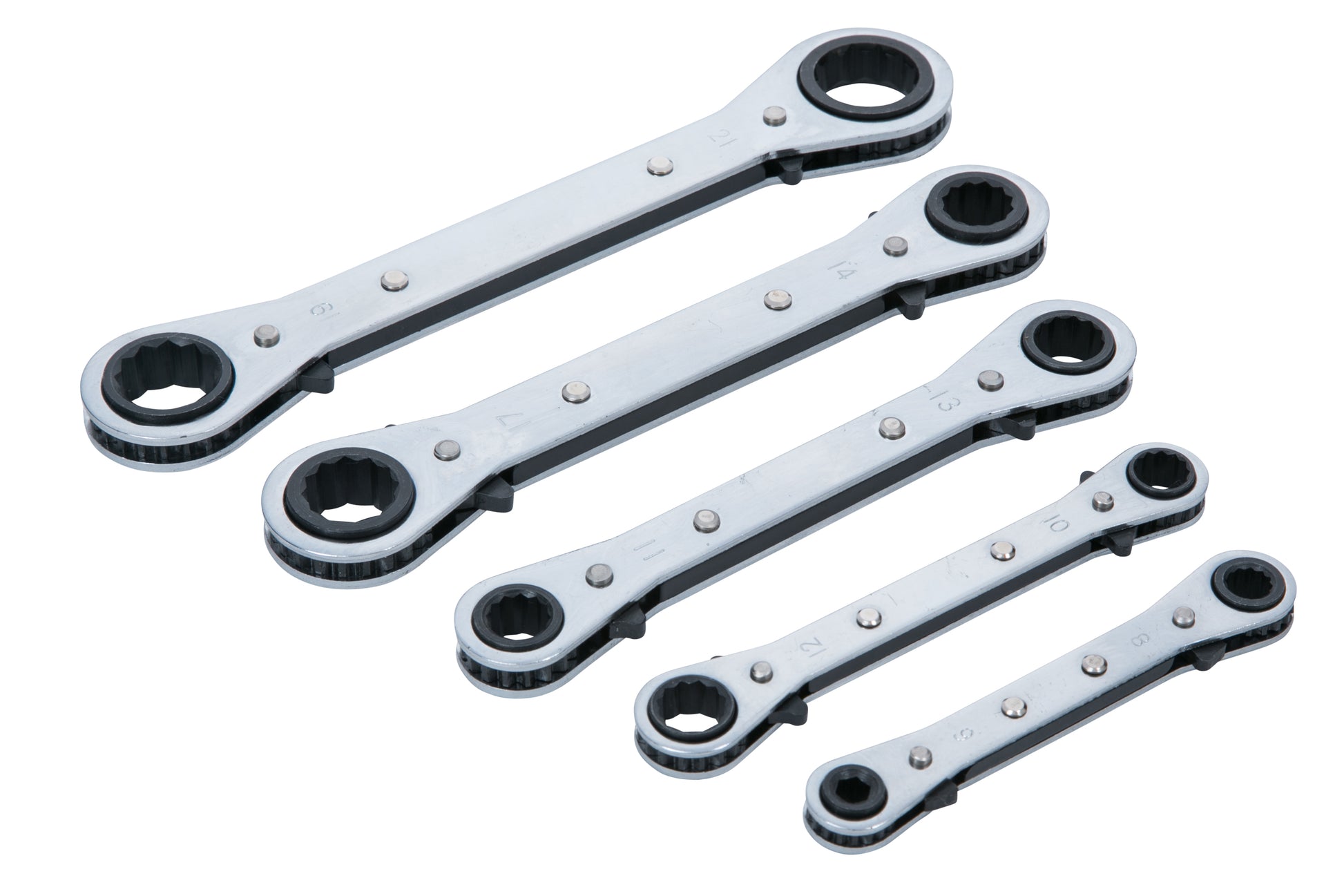 BlueSpot 5 PCE Metric Ratchet Ring Spanner Set (6-21mm) 04100