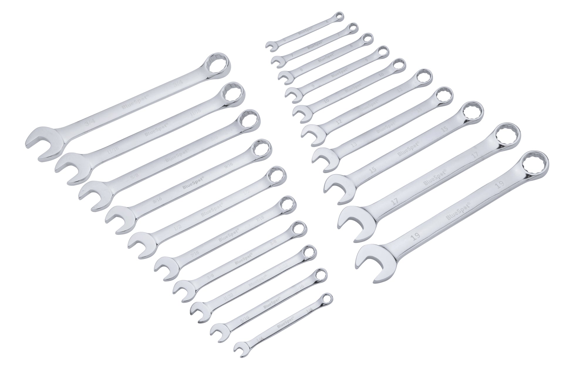 BlueSpot 32 PCE Metric/Imperial Assorted Spanner Set (6-19mm)(1/4"-5/8") 04112