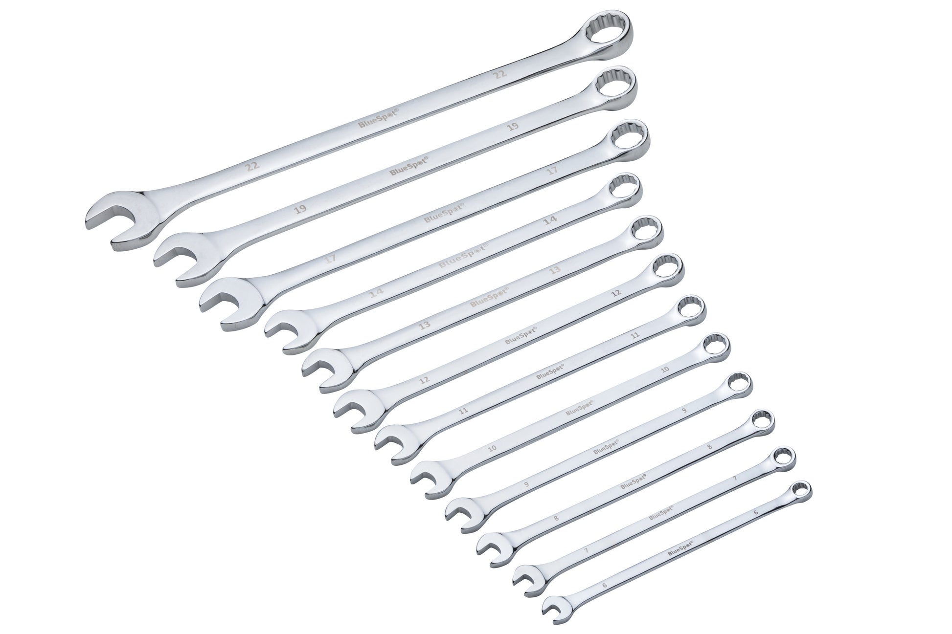 BlueSpot 12 PCE Extra Long Metric Combination Spanner Set (6-22mm) 04124