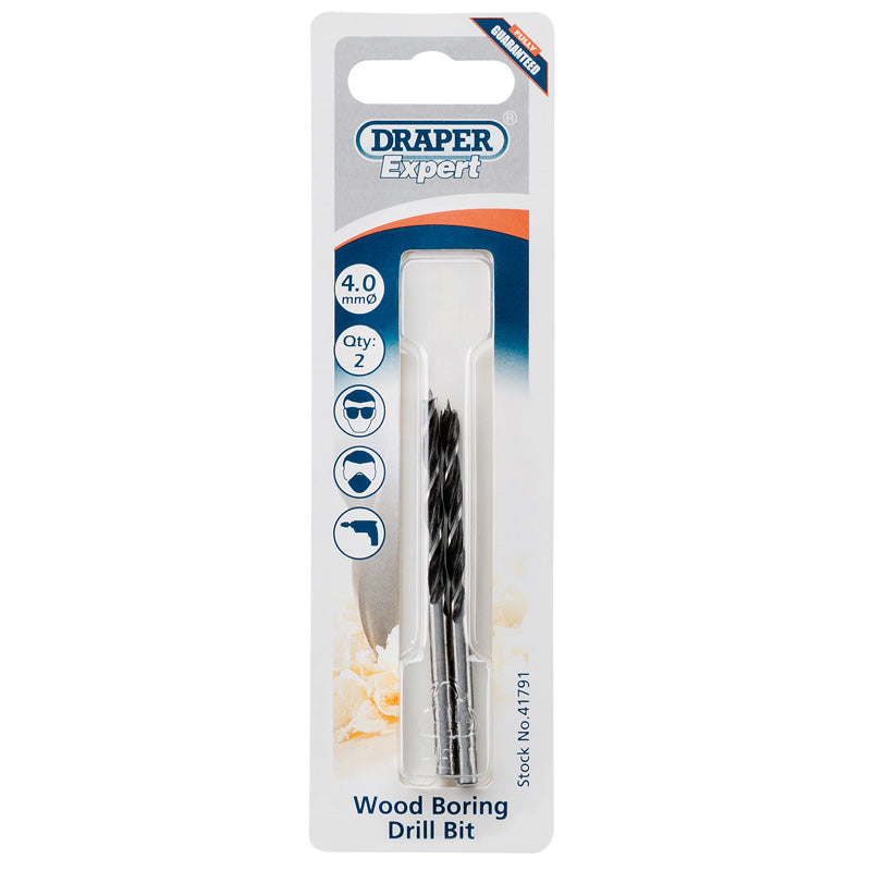 Draper Wood Drill Bit, 4mm (Pack of 2) DRA-41791