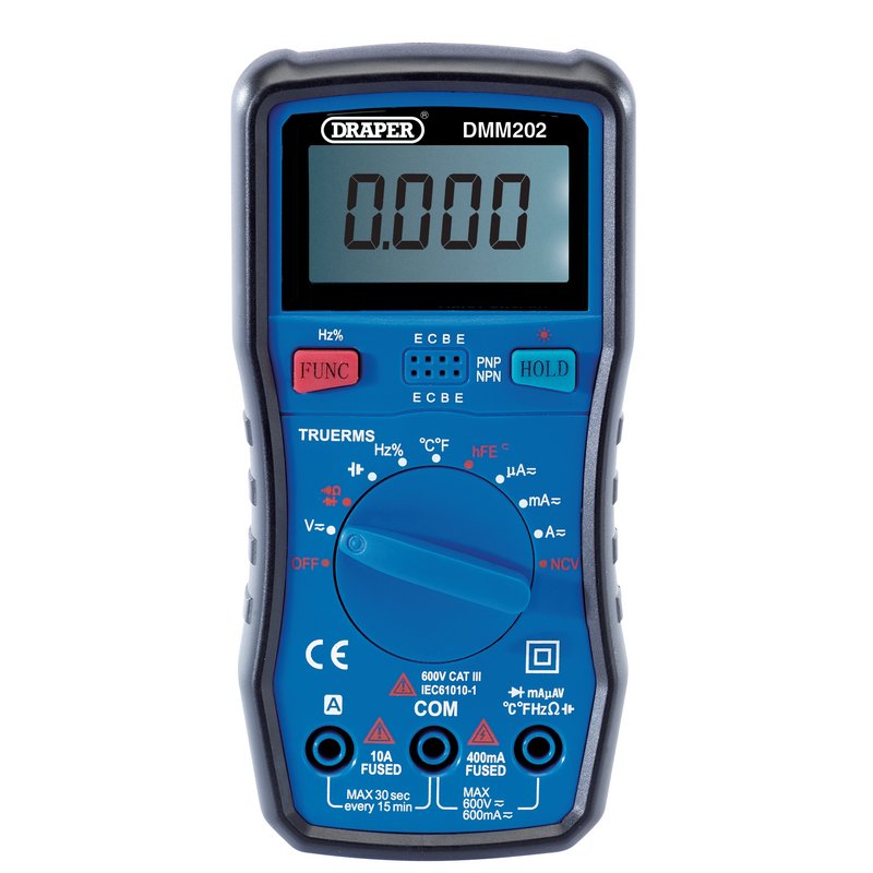 Draper Auto-Ranging Digital Multimeter, 1 x Test Leads, 1 x Case DRA-41820
