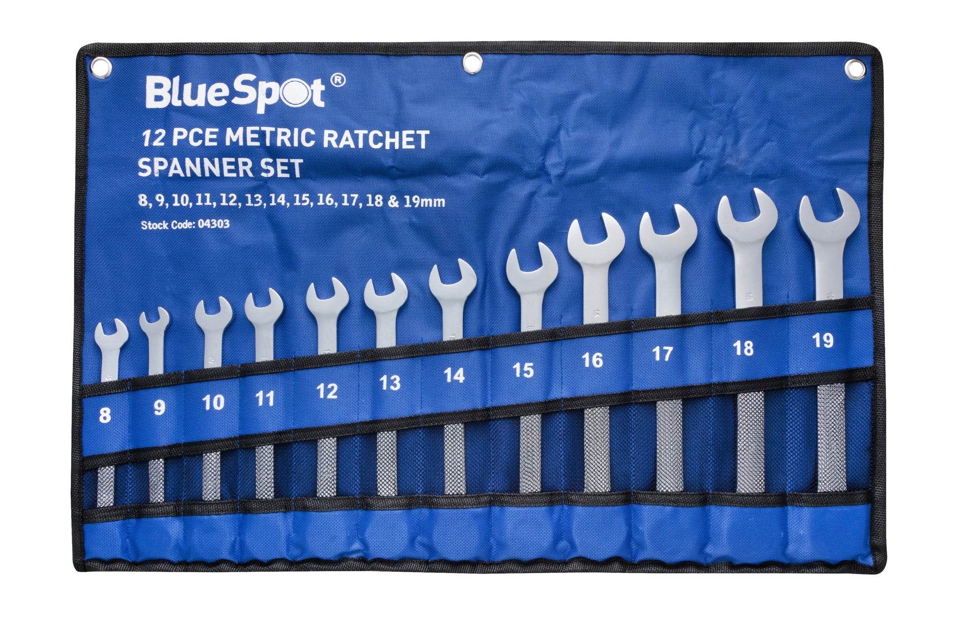 BlueSpot 12 PCE Metric Ratchet Spanner Set (8-19mm) 04303