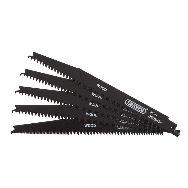 Draper Reciprocating Saw Blades for Wood and Plastic Cutting, 200mm, 6-10tpi (Pack of 5) DRA-43063