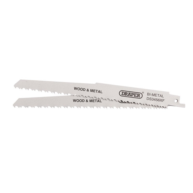 Draper Bi-metal Reciprocating Saw Blades for Multi-Purpose Cutting, 200mm, 6-12tpi (Pack of 2) DRA-43065