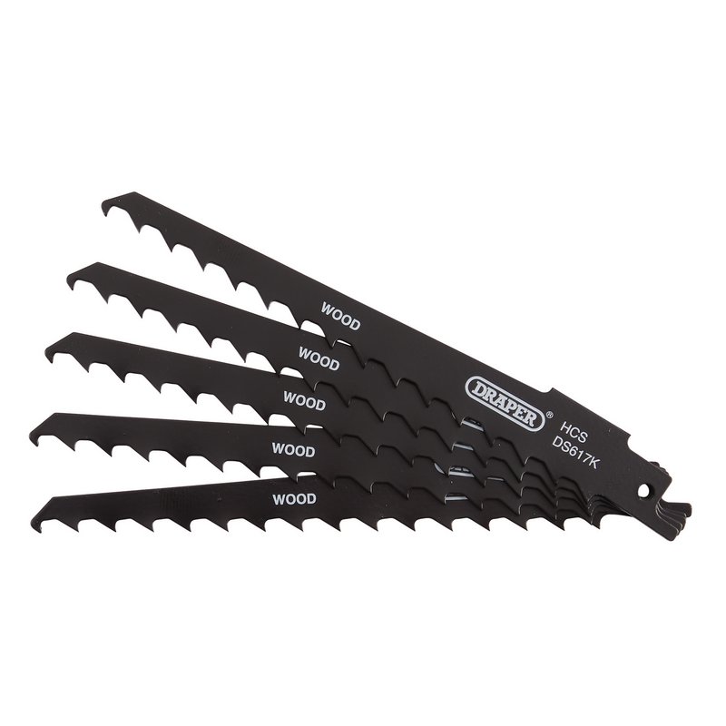 Draper Reciprocating Saw Blades for Wood and Plastic Cutting, 150mm, 3tpi (Pack of 5) DRA-43066