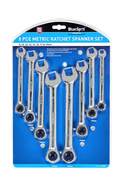 BlueSpot 8 PCE Metric Ratchet Spanner Set (8-19mm) 04310
