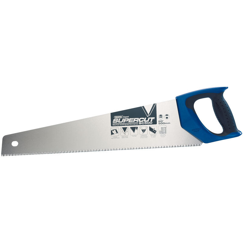 Draper Supercut® ; Soft Grip Hardpoint Handsaw, 500mm/20", 7tpi/8ppi (Dispenser of 12) DRA-49291