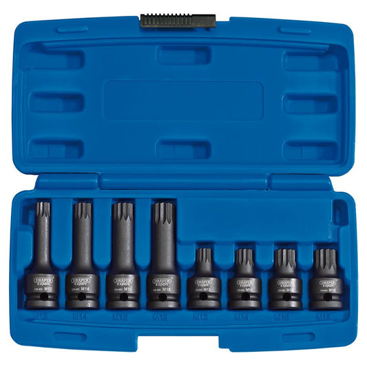 Draper Tamper Proof Impact Spline Set, 1/2" Sq. Dr. (8 Piece) DRA-49460