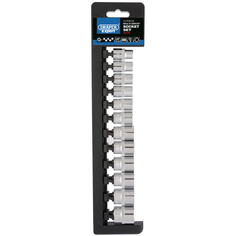 Draper Multi-Drive® ; Socket Set, 3/8" Sq. Dr. (12 Piece) DRA-50160