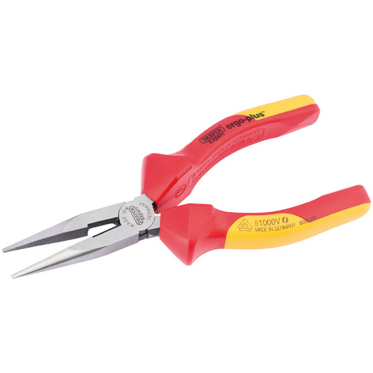 Draper Ergo Plus® ; Fully Insulated VDE Slimline Long Nose Pliers, 160mm DRA-50246
