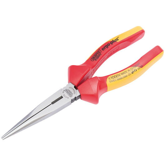 Draper Ergo Plus® ; Fully Insulated VDE Slimline Long Nose Pliers, 200mm DRA-50247