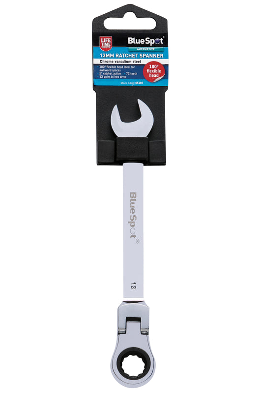 BlueSpot 13mm Chrome Vanadium Ratchet Spanner Flexible Head (180°) 05107