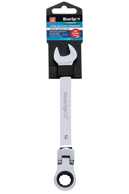 BlueSpot 14mm Chrome Vanadium Ratchet Spanner Flexible Head (180°) 05109