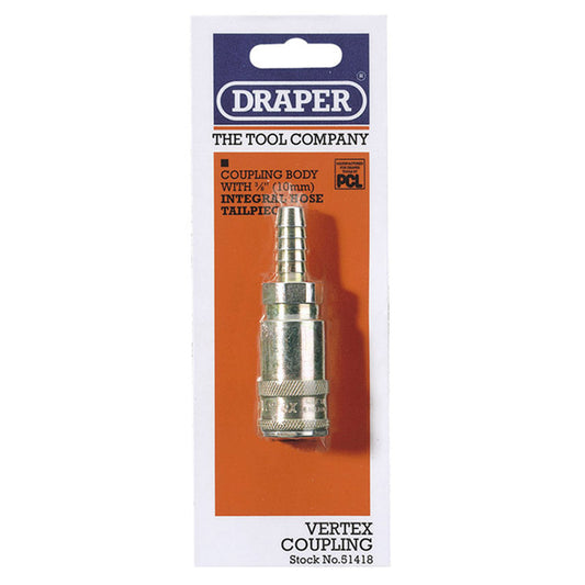 Draper 3/8" Bore Vertex Air Line Coupling with Tailpiece DRA-51418