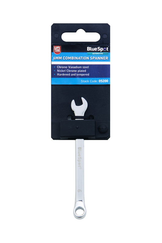 BlueSpot 6mm Fully Polished Chrome Vanadium Spanner 05200